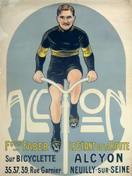 Poster, das Francois Faber (gest. 1915) auf seinem Alcyon-Fahrrad darstellt
